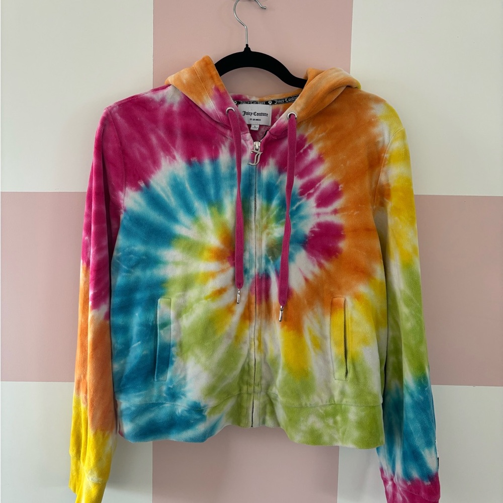Juicy Couture Multicolor Tie-Dye Velour Zip Up Hoodie